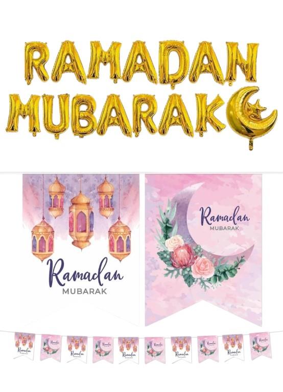 Islamic Ramadan Kareem Mubarak Eid Decorations Party Set Pack Stickers Bunting