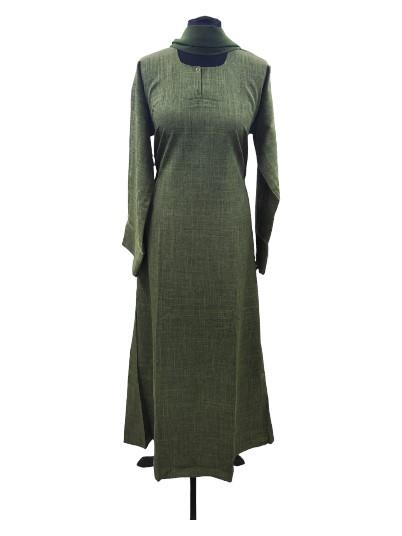 Linen Abaya Dress Button Lightweight Beltless Pockets Long