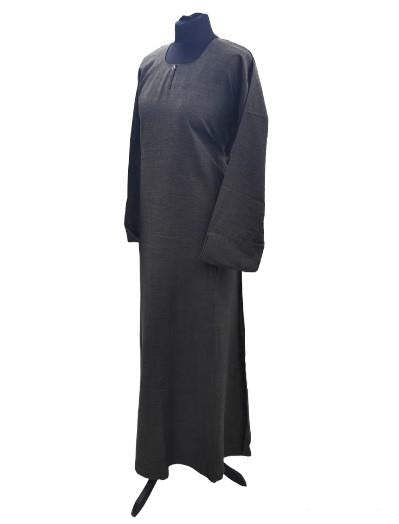 Linen Abaya Dress Button Lightweight Beltless Pockets Long