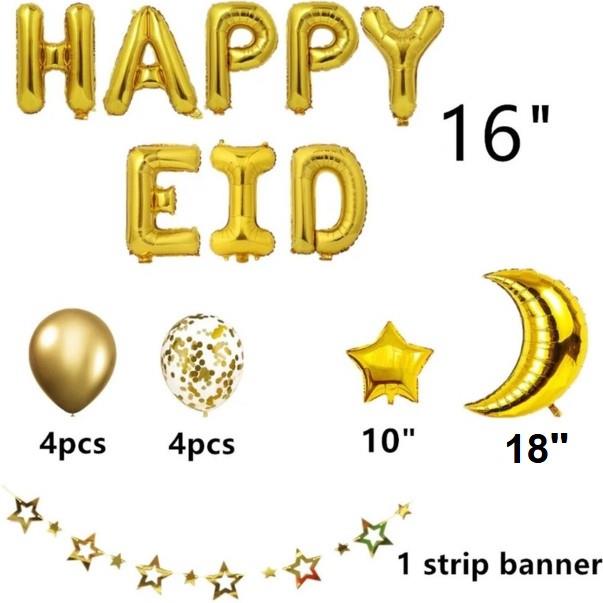 Happy Eid Helium Balloon Decoration Set (22 Balloons)