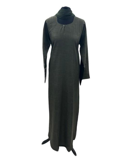 Linen Abaya Dress Button Lightweight Beltless Pockets Long