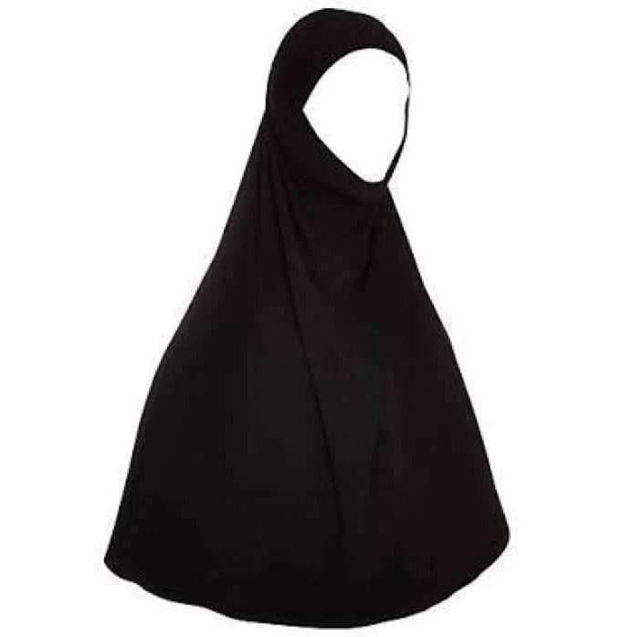 Girls Hijab Large Black 2 Piece Plain Cotton Quality