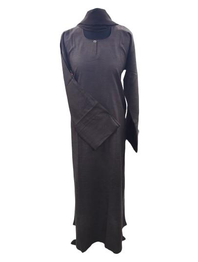 Linen Abaya Dress Button Lightweight Beltless Pockets Long