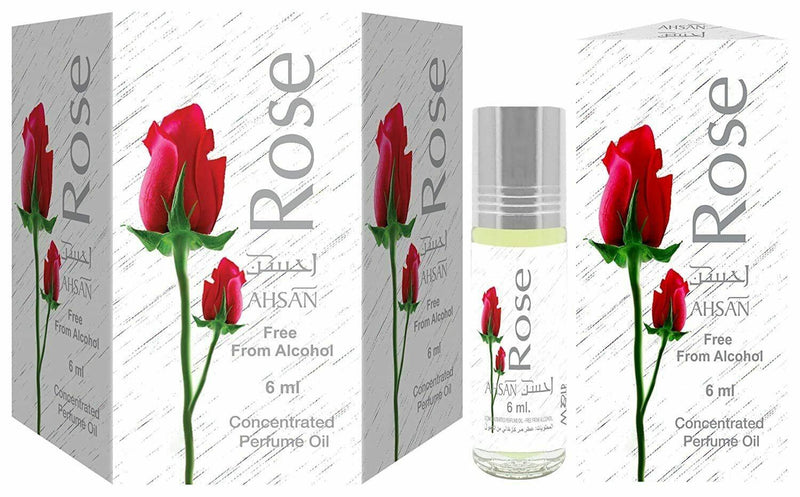 12x6ml Ahsan Rose Genuine Perfume Roll On Fragrance Alcohol Free Halal