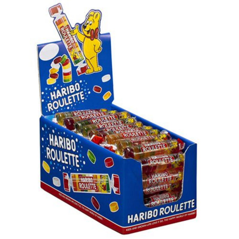 Halal Haribo Roulette Fruit Flavoured Candy Gummy Jelly Sweets 25g Rolls