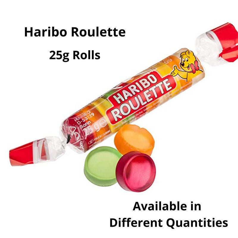 Halal Haribo Roulette Fruit Flavoured Candy Gummy Jelly Sweets 25g Rolls